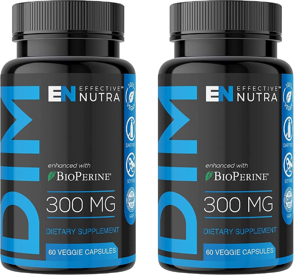 EFFEKTIV NUTRA Dim Supplement 300mg med BioPerine - Ekstra styrke Østrogen Blocker til mænd og kvinder - Hormone & Metabolisme Support - 4 måneders forsyning