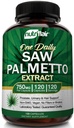 NutriFlair Saw Palmetto Extract 750mg, 120 Kapsler - Natural Prostate Supplement & Berry Health Support - Hjælper Block DHT til at forebygge hårtab og hjælper med at reducere hyppig vandladning, for kvinder og mænd