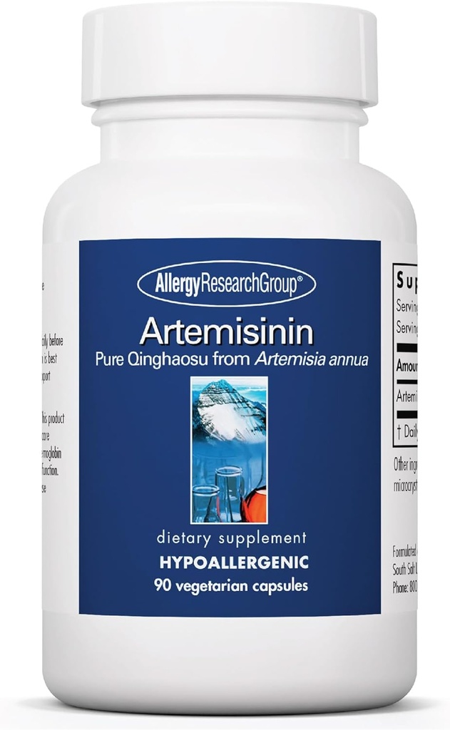 Allergy Research Group Artemisinin Supplement - Pure Sweet Wormwood Extract Artemisinin kapsler til voksne, Naturlig immunforsvar med 200 mg, fordøjelsestilskud - 90 Vegetariske kapsler