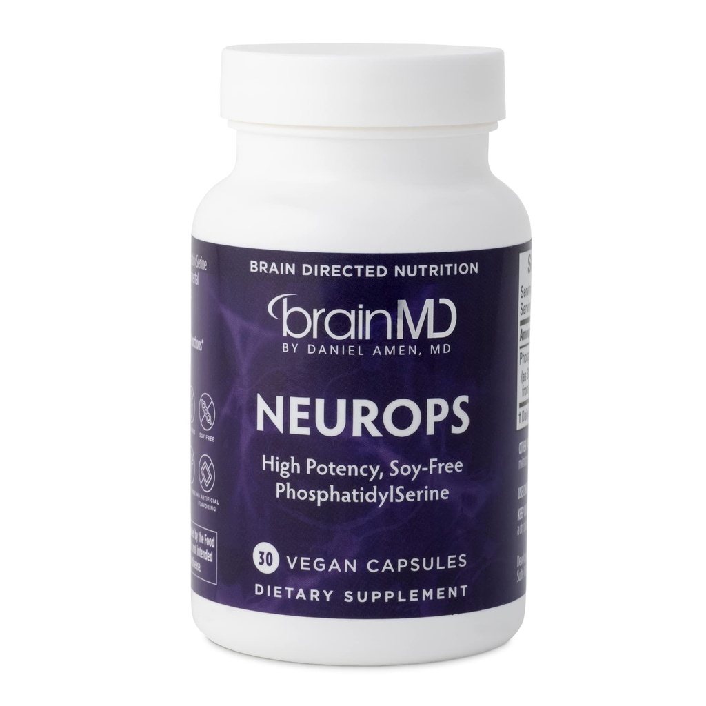 Dr. Amen BrainMD NeuroPS - 30 kapsler - 150 mg PhosphatidylSerine - fremmer Mental Focus, Energi & Memory - Gluten Free - 30 Servere
