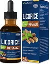 Lakrids Root Extract Drops til fordøjelsessygdomme, Natural Herbal Bloating Relief og immunforsvar flydende tinktur supplement med Mælkebøtte, pebermynte, Ginger. extrato de Regaliz. 2oz