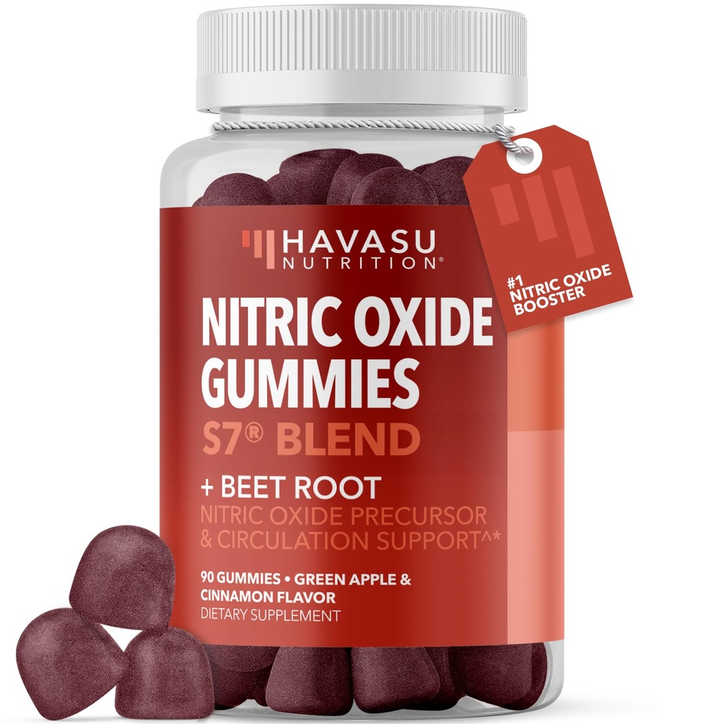 Nitroxidgummier til mænd og kvinder med L- arginin og Beet Root - NO Gummies for Endurance and Recovery - 90 Greve - Grønne Æble og Kanel Flavor - Vegan, Non- GMO, 1 Måned Supply
