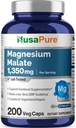 NusaPure Magnesium Malat 1350mg 200 Veggie kapsler (Vegan, non- GMO, Vegan)