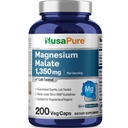 NusaPure Magnesium Malat 1350mg 200 Veggie kapsler (Vegan, non- GMO, Vegan)