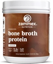 Zammex Bone Broth Protein Powder, Pure Grass Fed Oksekød, Chokolade Protein Powder, Hydrolyzed Collagen supplement til sund hud, negle, hår, jokes, non-GMO, Gluten Free, Great in Shakes
