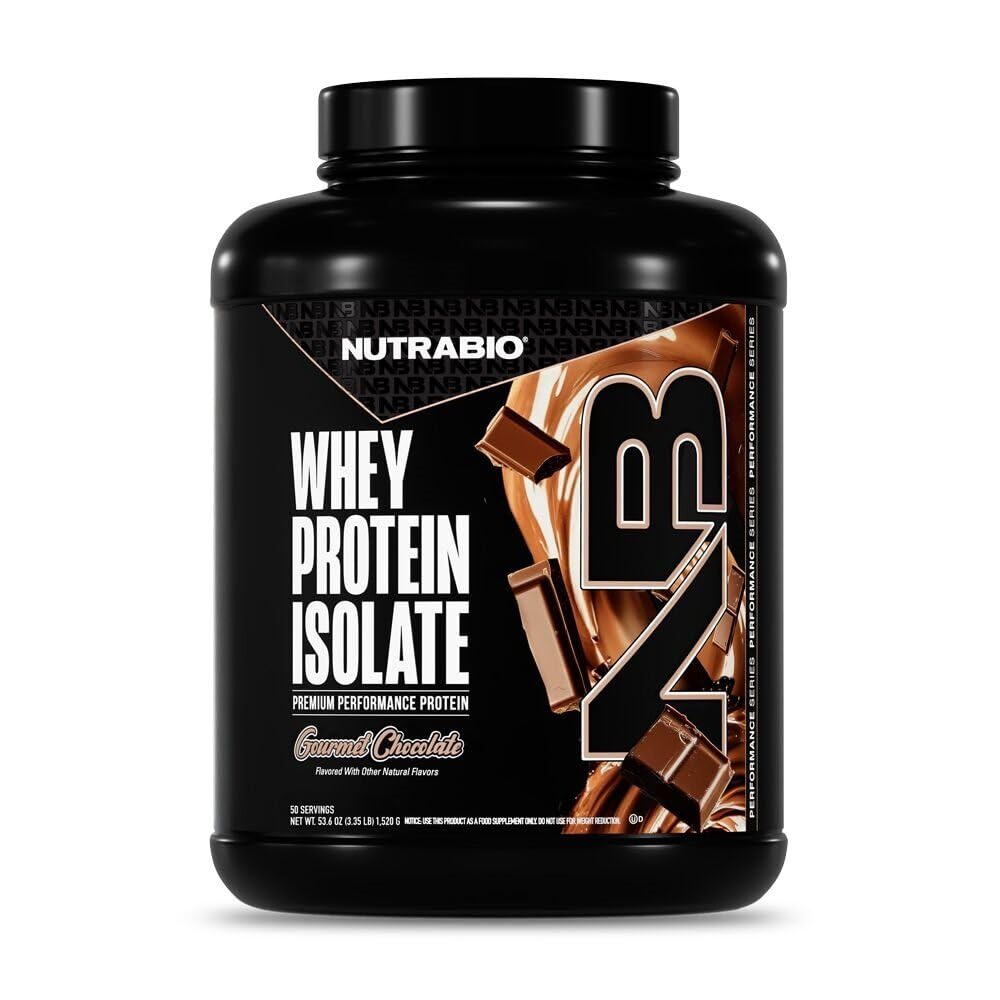 NutraBio 100% Whey Protein Isolate Protein Powder, 25g Protein med komplet Aminosyreprofil, Non- GMO, Soy & Gluten Free, Low Carb, Low Calorie Whey Protein Powder, Hollandsk Chokolade, 5 Lbs