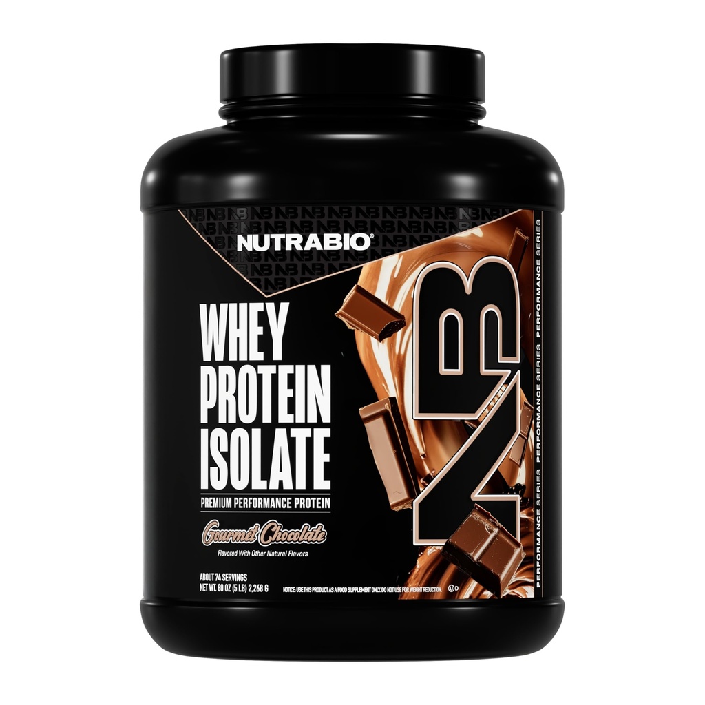 NutraBio 100% Whey Protein Isolate Protein Powder, 25g Protein med komplet Aminosyreprofil, Non- GMO, Soy & Gluten Free, Low Carb, Low Calorie Whey Protein Powder, Hollandsk Chokolade, 5 Lbs