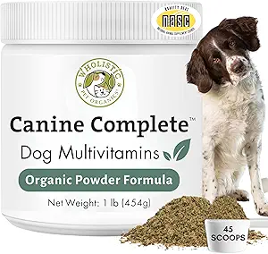 Wholistic Pet Organics Canine Complete - Hund Multivitamin Powder - 1 Lb - Daglige hunde vitaminer og kosttilskud til hjemmelavet mad - immunsystem, hud, Coat & Samlet sundhed - små og store Breed