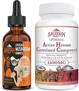 1500 MG Liposomal Active Hexose Correlated Supplement 120 SoftGels Bundle med 2000 MG Liposomal Mushroom Complex Drops 30 Servering