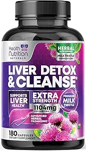Gentle Liver Cleanse Detox & Repair Formula - Advanced Liver Support Supplement with Silymarin Milk Thistle, Dandelion Root, Artichoke Extract, Turmeric, Choline, & Beetroot - 180 Veggie Capsules