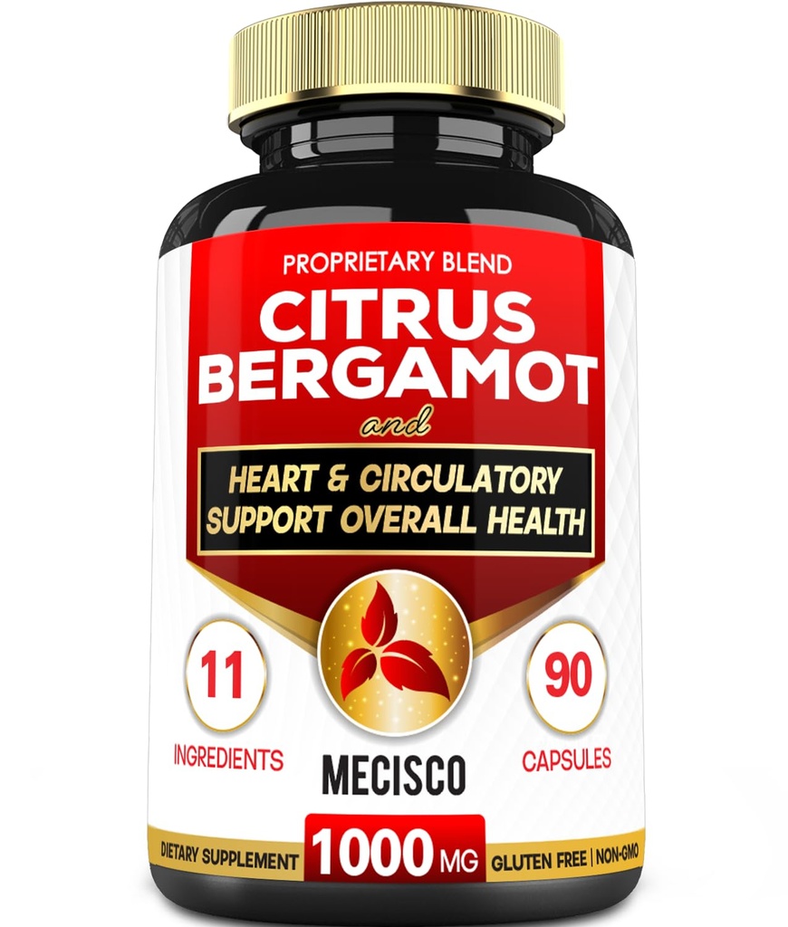 11 i 1 Citrus Bergamot Supplement 1000mg med sort Chokeberry, Berberine HCl & mere - 90 kapsler - understøtter hjerte sundhed, immunsystem, energiproduktion