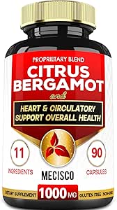 11 i 1 Citrus Bergamot Supplement 1000mg med sort Chokeberry, Berberine HCl & mere - 90 kapsler - understøtter hjerte sundhed, immunsystem, energiproduktion