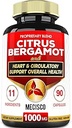 11 in 1 Citrus Bergamot Supplement 1000mg with Black Chokeberry, Berberine HCl & More - 90 Capsules - Supports Heart Health, Immune System, Energy Production