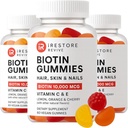 iRestore hår vingummi vitaminer, Vegan biotin gummies for hår hud og negle, hår vækst gummies for kvinder & mænd, Biotin 10,000mcg, 3PK