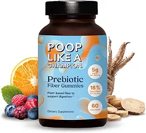Poop Like a Champion Probiotic Gummies for Kids - USDA Organic, Vegan, Non- GMO, Gentle fordøjelsesstøtte, 60 Gummies