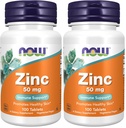 Now Foods Supplements, Zink (Zink Gluconate) 50 mg, Understøtter enzymer funktioner *, immunforsvar *, 100 tabletter (pakke med 2)