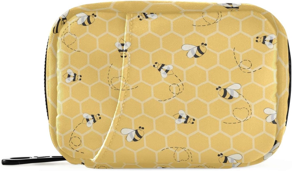 Gul Bee Honeycomb Pill Organizer sag 7 dages rejse Pill Box med lynlås Portable ugentlige Vitamin Medicin Supplement Holder Pouch Bag