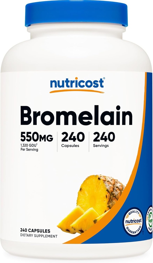 Nutricost Bromelain Kapsler (240 Kapsler) - 550 MG Per Serving, Vegan, Non- GMO, GMP Compliant