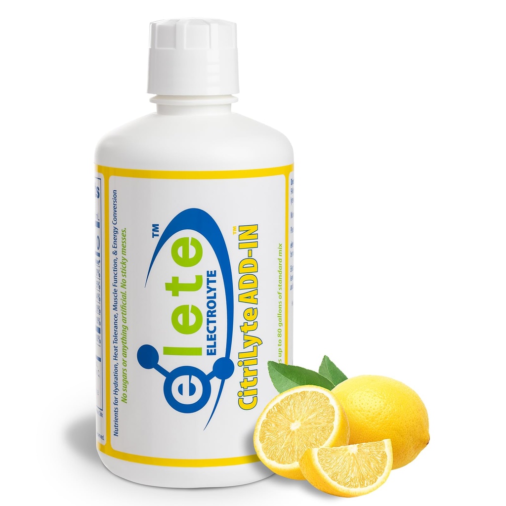elete CitriLyte Electrolyte Add- in Hydration Drops • 124; Natrium, Magnesium, Kalium • 124; Let Lemon Flavor, All Natural • 124; Leg og Muscle Cramp Relief • 124; Omformer enhver drik til en sportsdrik, 32 oz