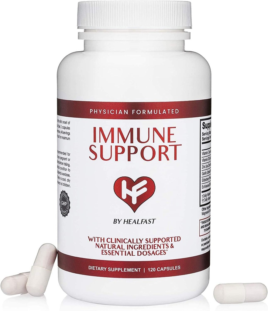 HealFast Clinical immunforsvar Support; Sambucus Black Elderberry med zink og C-vitamin, D, hvidløg, Echinacea