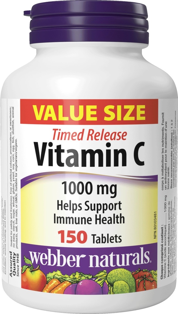 Webber Naturals C-vitamin Timet Release 1000mg, 150 faner