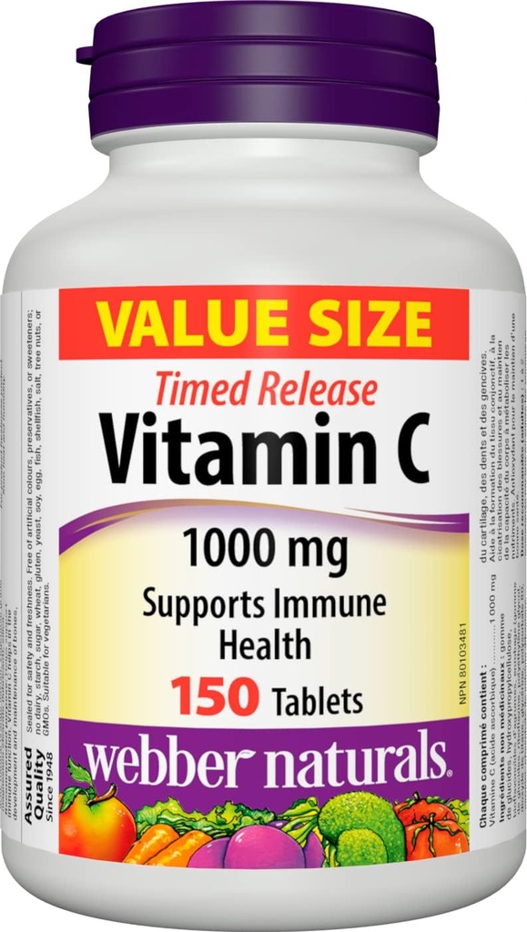 Webber Naturals C-vitamin Timet Release 1000mg, 150 faner
