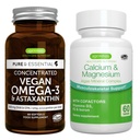 Vegan Omega-3 + Calcium & Magnesium Complex Vegan Bundle, Sustainable EPA & DHA Algae Oil 1340mg + 2: 1 Plant Based Algae Mineral Complex, by Igennus