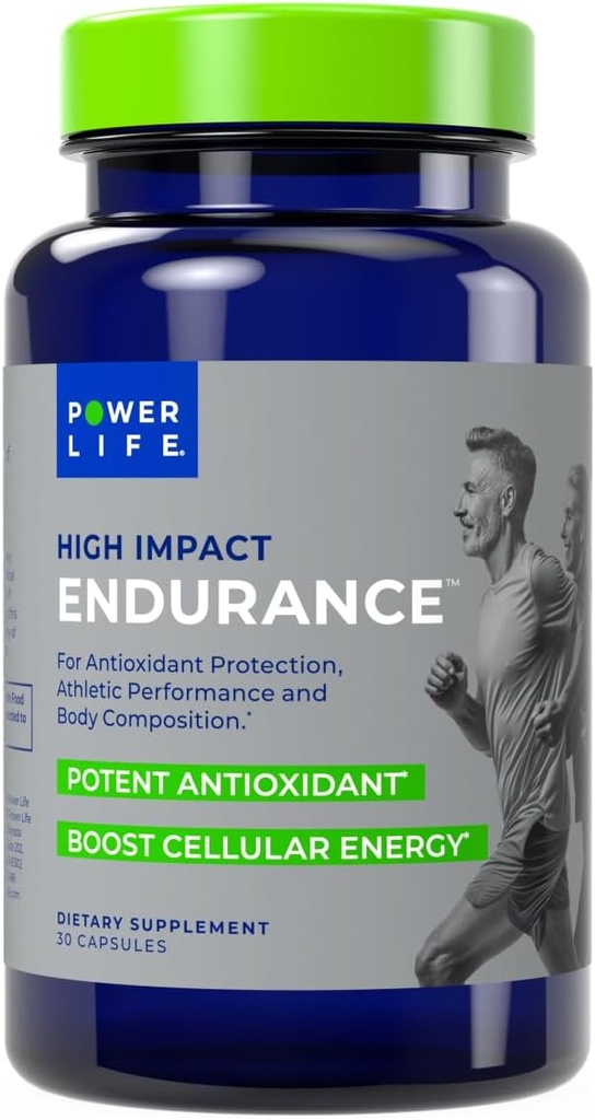 POWERLIFE High Impact Endurance Astaxanthin og ElevatP Atletisk ydeevne Support, 30 kapsler
