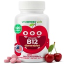 Kids Vitamin B12 1000 mcg Chewable Tablets - Tasty Natural Cherry Flavor - Vegan, GMO- Free, Gluten Free, Nut Free - Kosttilskud - Cellular Energy Vitamin til børn - 120 tyggetabletter