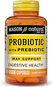 MASON NATURAL Probiotisk med Prebiotic, 40 dages levering til normal fordøjelsesfunktion & forbedret Gut Sundhed, 40 Veggie kapsler