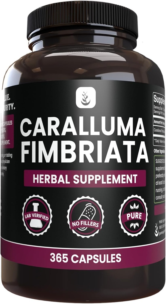 PURE ORIGINALSKE INGREDIENSER Caralluma Fimbriata (365 kapsler) Ingen Magnesium eller Rice Fillers, Altid Pure, Lab Verified