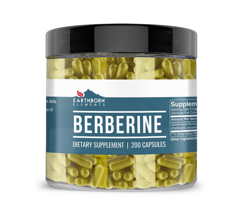 Earthborn Elements Berberine 200 Kapsler, Pure & Ufortyndet, Ingen tilsætningsstoffer