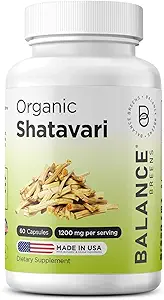 Organic Shatavari 1200mg, 60 kapsler - Amning Support Vitaminer, Hormonal balance for kvinder, Asparges Racemosus Root