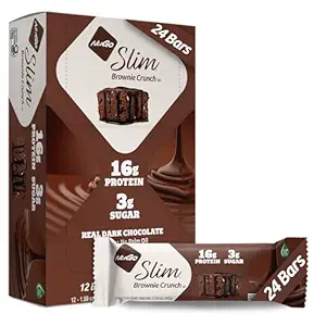 Nugo Slim Dark Chocolate Brownie Crunch, 16g Protein, 2g Sukker, 7g Fiber, Low Net Carb, Keto Friendly, Gluten Free, 24 Greve