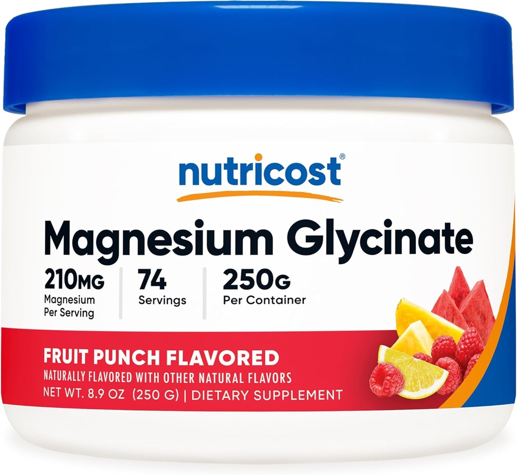 Nutricost Magnesium Glycinate Powder (Fruit Punch, 250 Bedste)