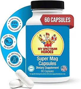 Min Spectrum Heroes Magnesium Kapsler - Høj- Absorption Magnesium Blend til søvn, afslapning, kognitiv support, og rolig - Kid & Adult Friendly Formel - fremmer Wellness og balance - 60 Kapsler