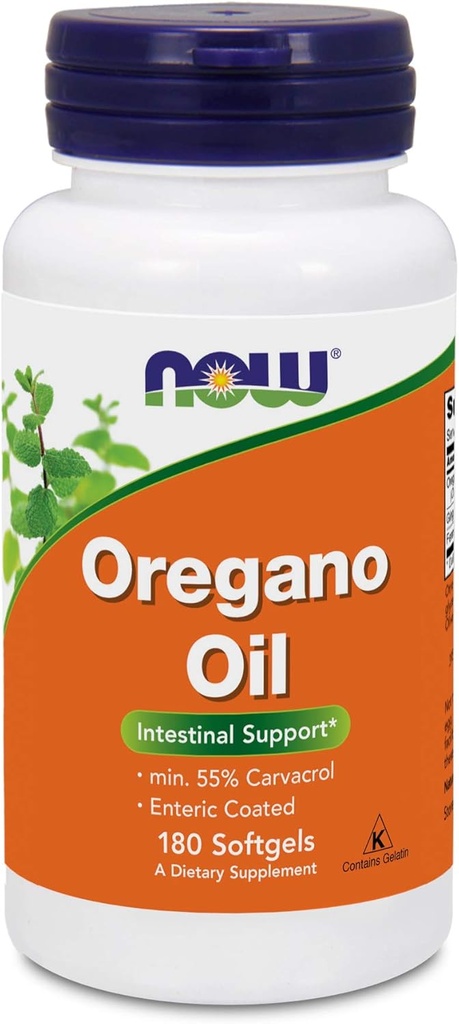 Now Foods Oregano Oil (Minimum 55% Carvacrol) – 181mg, 180 Softgels – High Potency Digestive Support Supplement, Promotes Gut Health - Kosher - 180 Servings