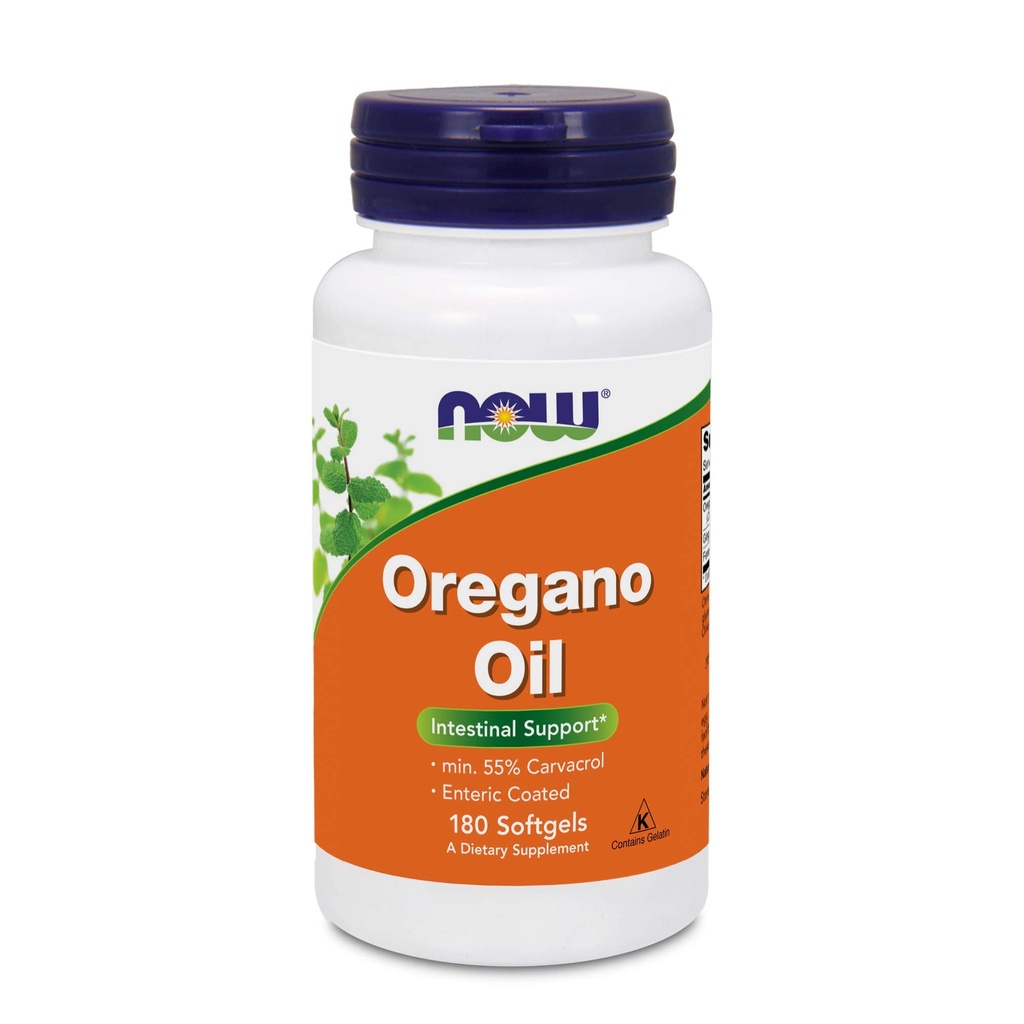 Now Foods Oregano Oil (minimum 55% Carvacrol) - 181mg, 180 Softgels - High Potency fordøjelsesstøtte supplement, fremmer Gut Health - Kosher - 180 Serveringer