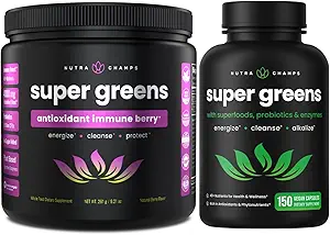 NutraChamps Super Green Antioxidant Powder & Super Green Kapsler