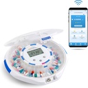 Live Fine Smart WiFi Automatic Pill Dispenser Clear Light Light 124; 28-dages medicinering Organizer Op til 9 doser per dag for pleje overvågning med lås nøgle, lys / lyd alarmer til receptioner og vitaminer