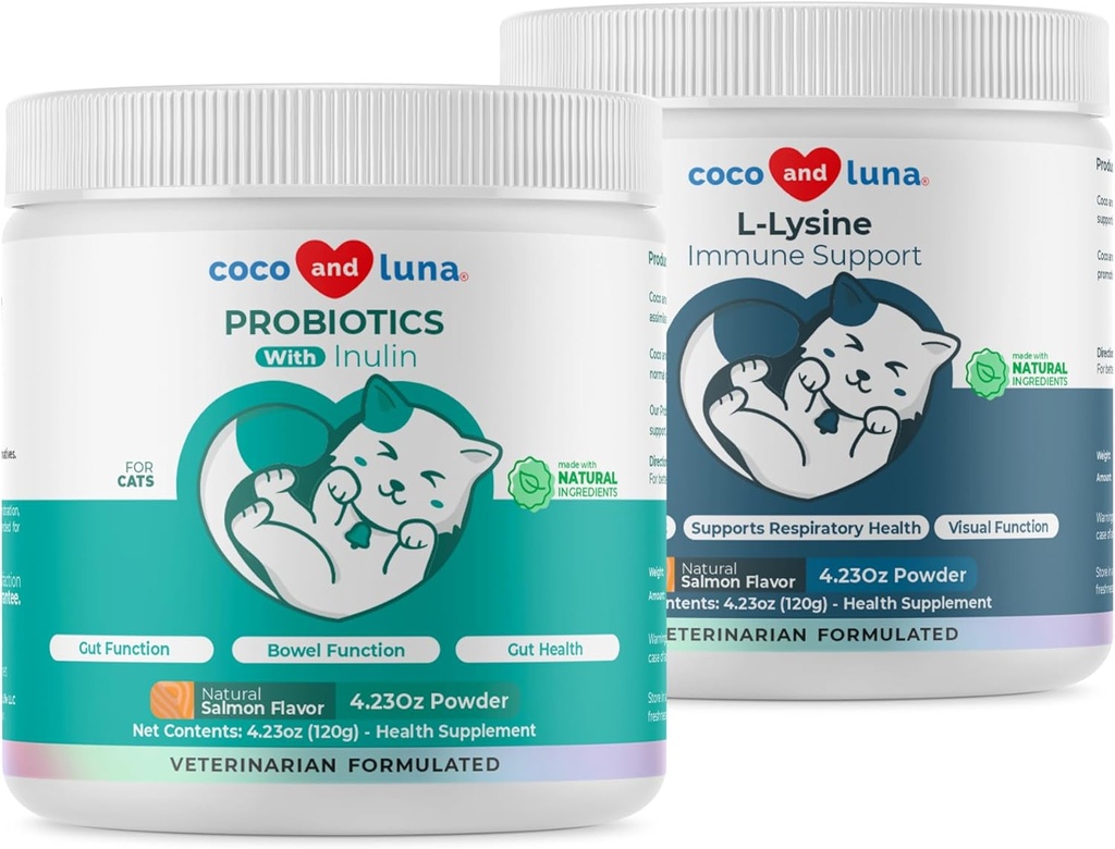Lysin + Probiotika & Prebiotika til katte - immunforsvar, øjenfunktion, tarm funktion & Gut sundhed.