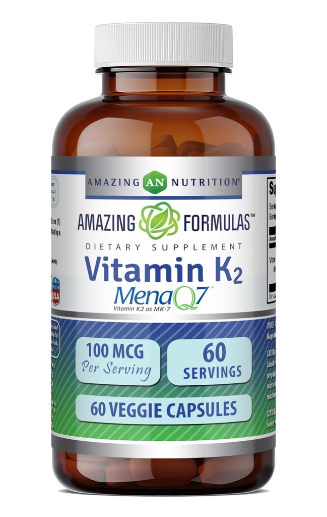 Amazing Formulas Vitamin K2 Menaq7 MK7 Supplement XX 124; 100 Mcg