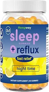 Reflux Raft Antacid Gummies | Fast Acting | 2 in 1 Sleep and Acid Reflux Relief Nighttime | clinically Studied Ingredients| Non-GMO Gluten Free Sugar Free | Lemon 60 Vegan Gummies