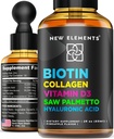 Flydende biotin til hårvækst kvinder & mænd 10000mcg stålet 124; biotin og kollagen kosttilskud med saw palmetto & hyaluronsyre stålet 124; biotin dråber til hårvækst med vitamin D3 til hår hud og negle