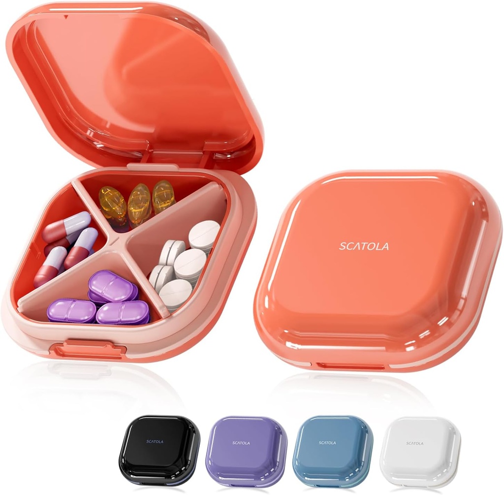 Lille pilledåse, pilledåse, rejsepillebeholder, transportabel, Pocket pilledåse til purse, Mini pilledåse til medicin, Cute 5 Farver (rød)