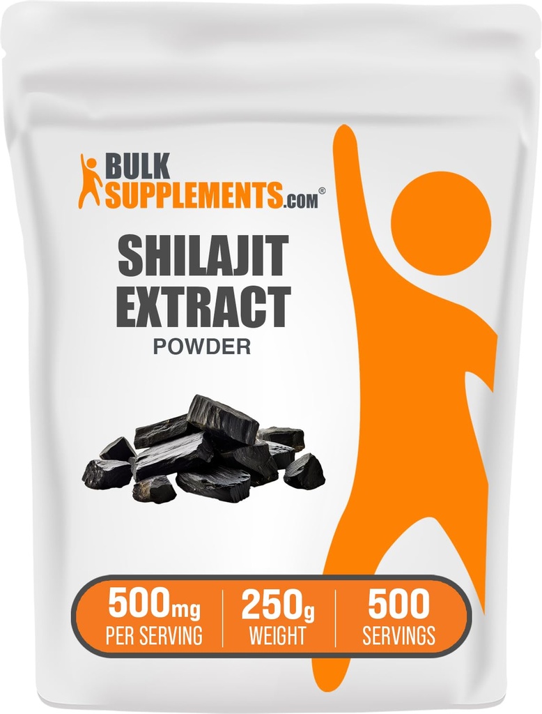 BulkSupplements.com Shilajit Extract Powder - Fulvic Acid Supplement, Shilajit Supplement - Gluten Free, 500mg per servering af Shilajit Powder, 250g (8,8 oz) (Pack of 1)