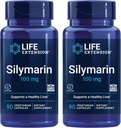 Life Extension Silymarin - Milk Thistle Extract - Understøtter leversundhed - Gluten- Gratis, Non- GMO, Vegetar - Two Pack - 2 x 90 Kapsler