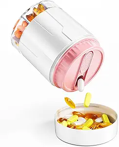 Odaro Extra Large Pill Organizer, Travel Pill Box Organizer, Daily Medicine Organizer og Storage 7 Segment til at holde medicin, Vitamin og tillæg - lilla