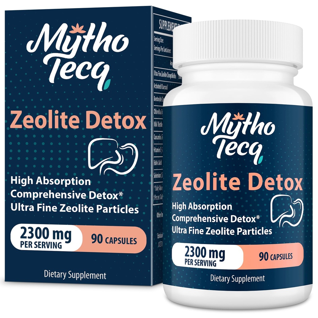 2300 MG Zeolite Detox Capsules - Activated Charcoal & Bentonite Clay, Highly Absorbable Full Body, Lever & Gut Cleanse, Zeolite Clinoptilolite