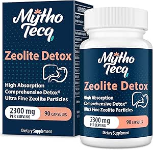 2300 MG Zeolite Detox Capsules - Activated Charcoal & Bentonite Clay, Highly Absorbable Full Body, Lever & Gut Cleanse, Zeolite Clinoptilolite